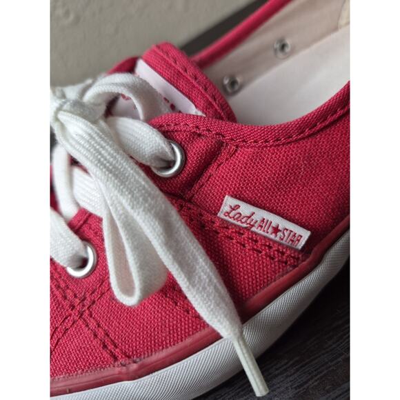 Converse Lady All Star Shoes Size 9 Red Chuck Taylor Low Top Womens Sneaker Rare - Picture 10 of 11